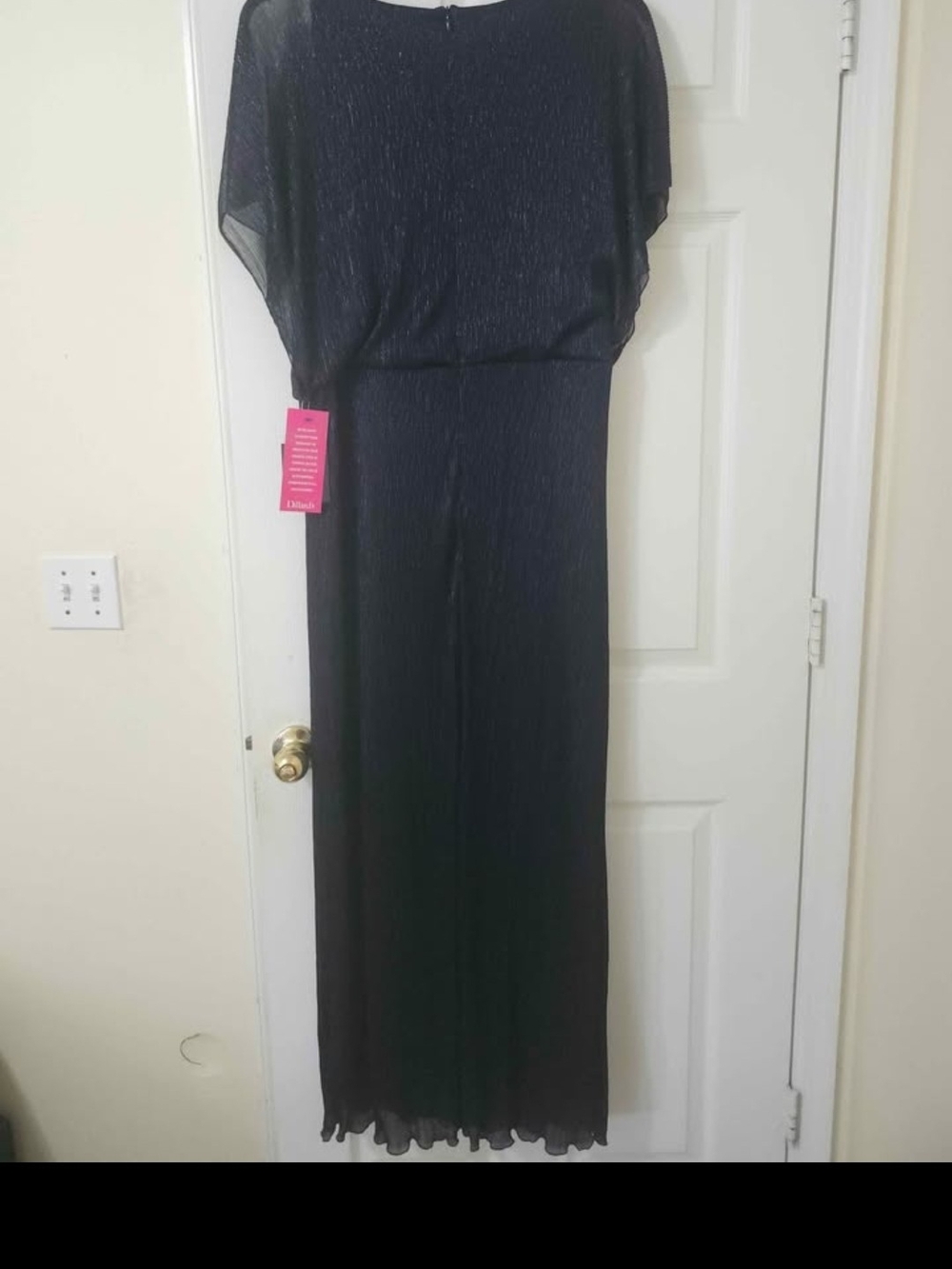 MARINA Black Maxi Dress with Sheer Cape Overlay
